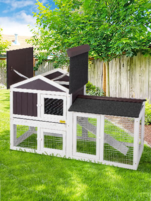 Coziwow 2 Story Rabbit Hutch Wooden Bunny Cage with Openable Roof, Removeable Tray, Ventilated Mesh, Gray+ Brown+ White 80c61df2 e03c 4866 aa34 701364fa7519. CR00300400 PT0 SX300 V1