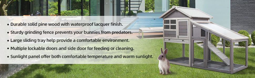 Coziwow 57"L Wooden 2-Story Rabbit Hutch Chicken Coop W/Waterproof Roof and Removable PVC Tray, Gray 82b750fa f8c9 4234 99cf 3c3d09344805. CR00970300 PT0 SX970 V1 1 rabbit hutch
