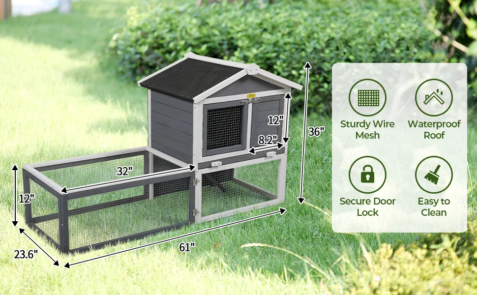 Coziwow Wooden 2 Story Rabbit Hutch Hamster Cage with Asphalt Top, 3 Lockable Door and Ventilated Mesh Wall 831418aa 19f5 4128 abae bb9b209a325d. CR00970600 PT0 SX970 V1