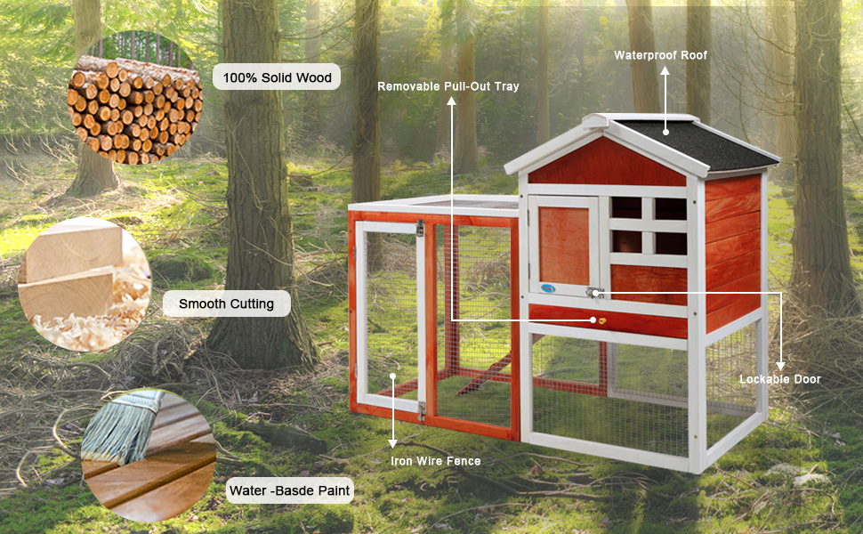 Coziwow Two-Story Wooden Large Rabbit Hutch Chicken Coop Indoor and Outdoor, Red 8d95f20b 5846 4c8b 9363 35efe02efe6d. CR00970600 PT0 SX970 V1