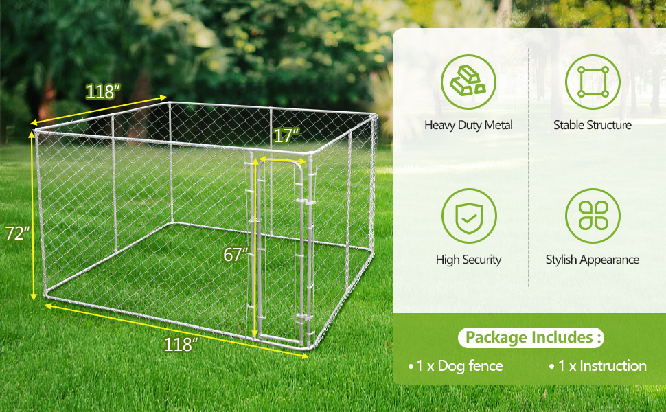 Coziwow 72" H Large Heavy Duty Outdoor Dog Fence, Dog Crates, Chain-link Yard Dog Playpen, Silver 8f16aad4 f2b8 400f 9bd2 c97dc62f6fa7. CR00970600 PT0 SX970 V1