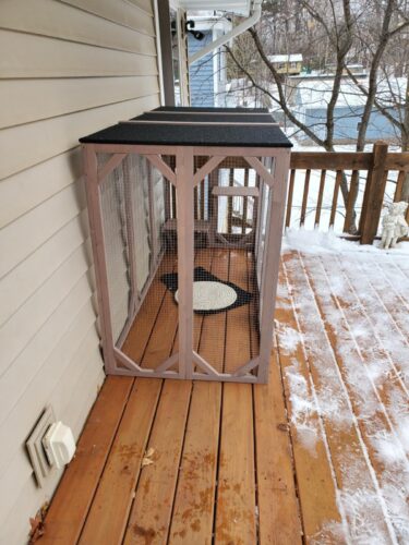 44"H Large Wooden Catio| Indoor And Outdoor Cat Enclosure With Asphalt Roof, for 2 Cats, Dark Gray photo review