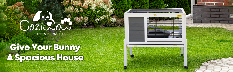 Coziwow 37"L Elevated Wood Rabbit Hutch With 4 Casters, for 1-2 Bunnies, Gray + White 93026b6b 7eaa 4700 b39b 44f4c638da3b. CR00970300 PT0 SX970 V1