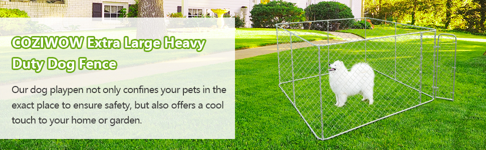 Coziwow 72" H Large Heavy Duty Outdoor Dog Fence, Dog Crates, Chain-link Yard Dog Playpen, Silver 935da426 fc86 4521 a71b 6392991d7c59. CR00970300 PT0 SX970 V1