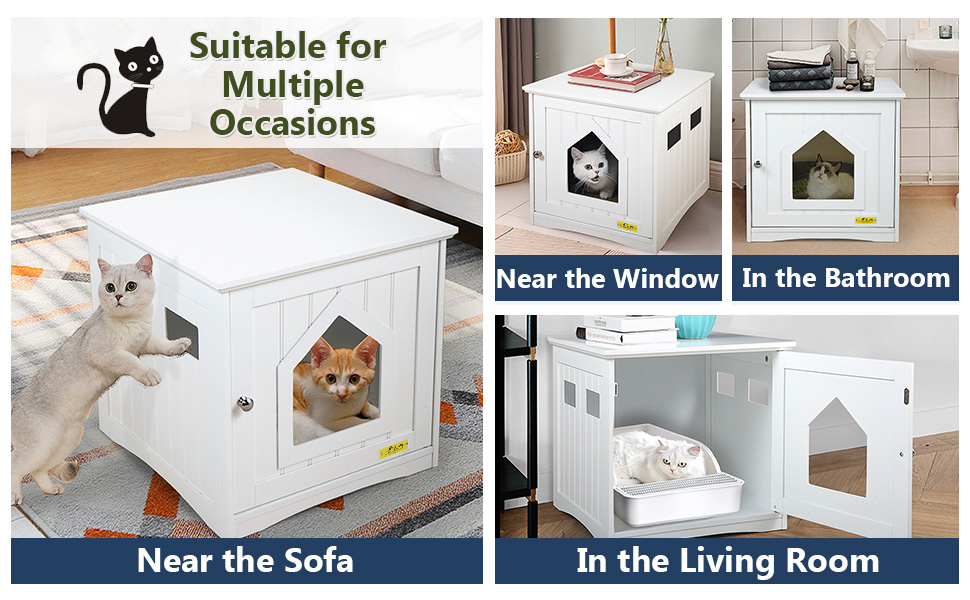 Coziwow 20" H Hideable Wooden Cat Litter Box Enclosure Nightstand w/ Pentagonal Hole, 4 Vents, White 9754e166 dbaf 4200 9bbb 4bdb9ab70bea. CR00970600 PT0 SX970 V1