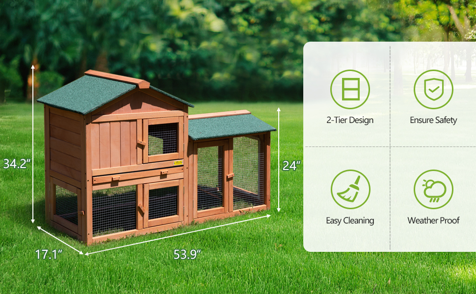 Coziwow 2-Tier Wooden Large Rabbit Hutch Bunny Cage Rooster Run Pen W/Openable Roof, Removable Tray, and Ventilated Mesh, Orange 9b620b45 6492 4cbd bbd6 fc9662bf95b7. CR00970600 PT0 SX970 V1