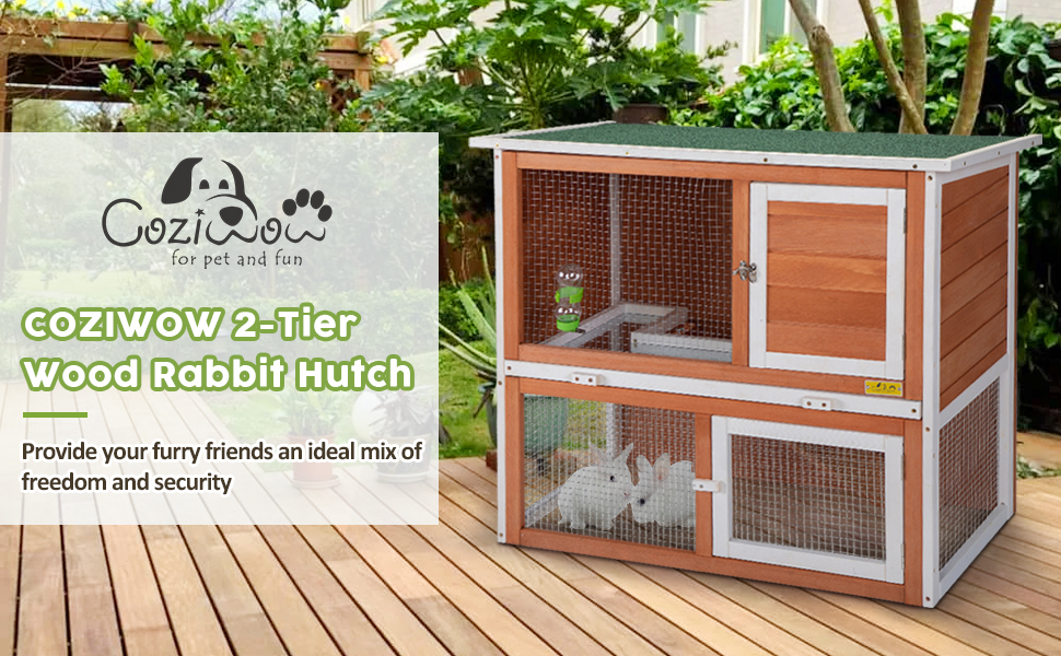 35″L 2-Tier Wood Waterproof Rabbit Hutch, Guinea Pig Cage, Indoor/Outdoor, For 1-2 Small Animals, Orange 9ba13ea4 244f 47f1 89bc 0e3e4c698633. CR00970600 PT0 SX970 V1