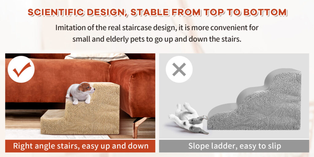Coziwow 3-Step Dog Stairs|Non-Slip Pet Steps, Beige CW12A0162 Crace2000X10003