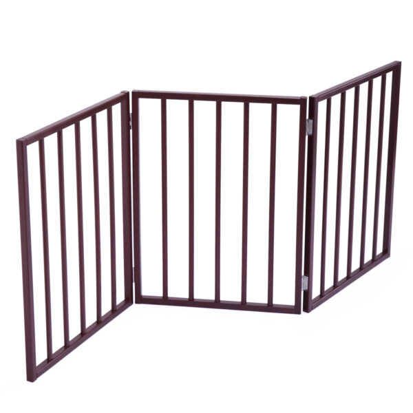 Coziwow 24" 3 Panels Folding Dog Fence, Adjustable Freestanding Pet Gate, 360-Degree Folding, Light Espresso CW12A0234 9