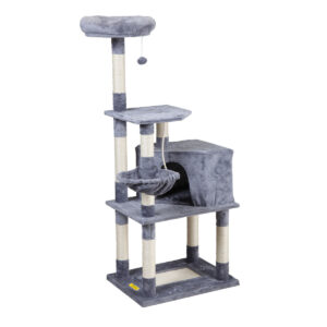 Coziwow 58" 4-Tier Cat Climbing Tree Tower Condo, Multi-Level Activity House Kitty Play Tower with Scratching Posts, Light Gray CW12A0324 10