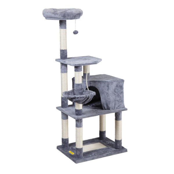 4-Tier Cat Tree Tower Condo, Multilevel Activity House Furniture Kitty Play Tower with Scratching Posts,Light Gray CW12A0324 10