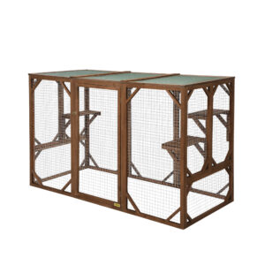 Coziwow Large Wooden Catio| Indoor And Outdoor Cat Enclosure With Asphalt Roof, Dark Gray
