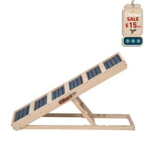 Coziwow 39"L Adjustable Wooden Dog Ramp with Detachable Carpet, Natural CW12B0523