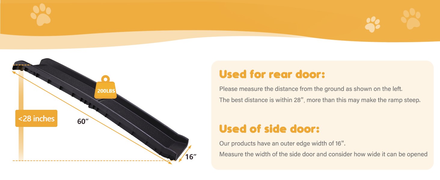 Coziwow 61″L Portable Folding Non-Slip Dog Ramp For Car with Stable Secure Sloping Pads, Water-Proof Sandpaper CW12E0290AYana1464X6003
