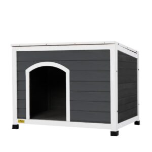 Coziwow Sturdy Wooden Dog House with Openable Asphalt Roof, for Various Dogs, Gray and White CW12E0416u¿1u⌐ 6 Dog House