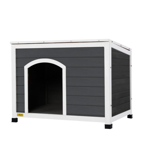 Coziwow Sturdy Wooden Dog House with Detachable Tarpaulin and Openable Asphalt Roof, for Various Dogs, Gray and White CW12E0416u¿1u⌐ 6