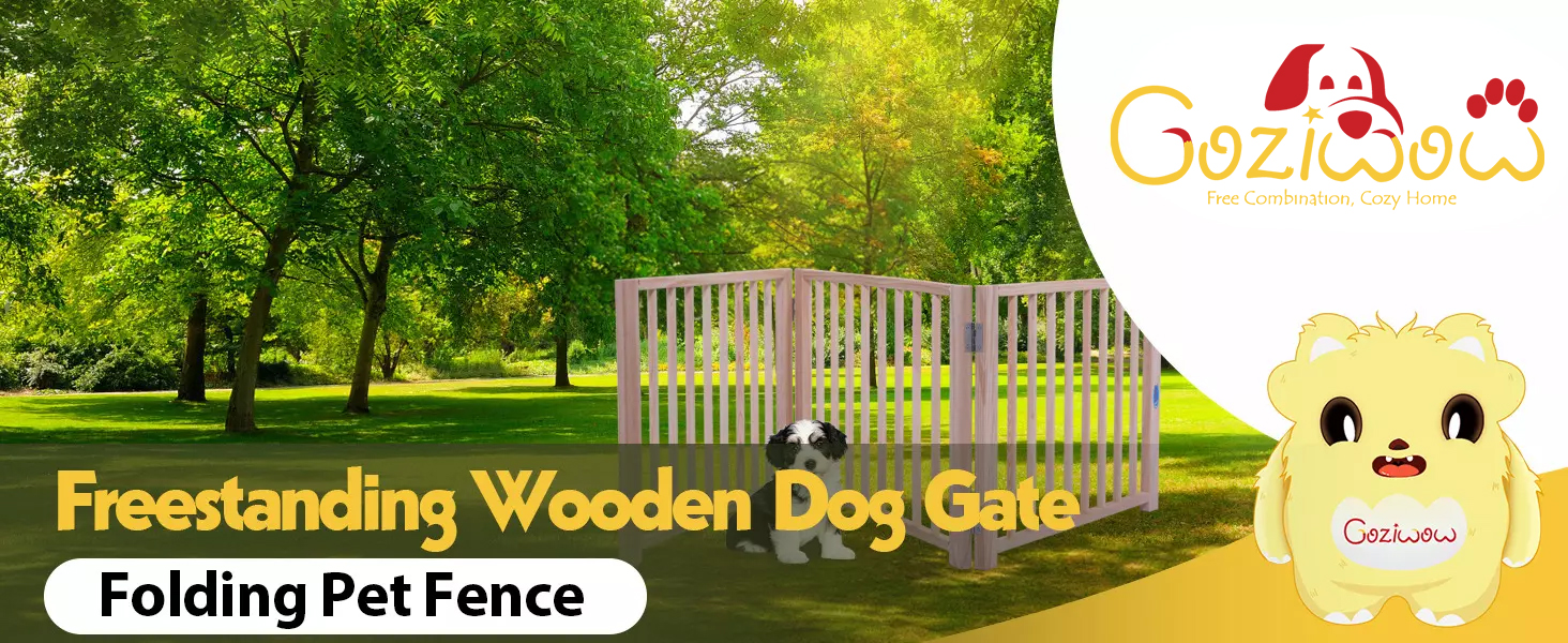 17.5″H Modern Folding Indoor Dog Gate, 3 Panels Pet Fence, For Entryways Or Hallways, Natural Wood CW12F0237 4 dog gate Dog Gate