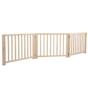 Coziwow 17.5″H Modern Folding Indoor Dog Gate, 3 Panels, Adjustable Freestanding Pet Fence, For Entryways Or Hallways, Pinewood CW12F02372 Dog Gate