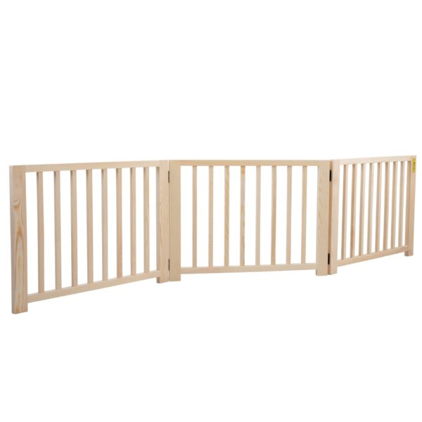 Coziwow 17.5″H Modern Folding Indoor Dog Gate, 3 Panels, Adjustable Freestanding Pet Fence, For Entryways Or Hallways, Pinewood CW12F02372