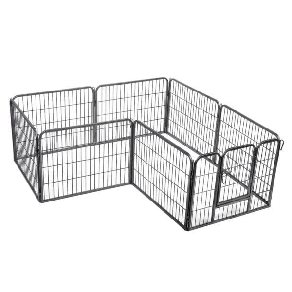 Coziwow 24"H 8 Panels Folding Dog Playpen, Lockable Dog Fence with Latch Door, Indoor and Outdoor, Black CW12F0291 24