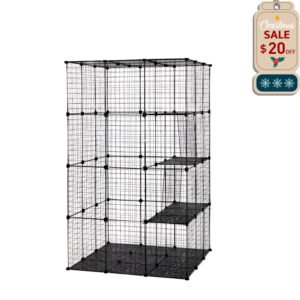 Coziwow Large Outdoor Cat Enclosures, Indoor DIY Cat Cage Iron Mesh Crate with 3 Platforms, Black CW12F0507 nov15