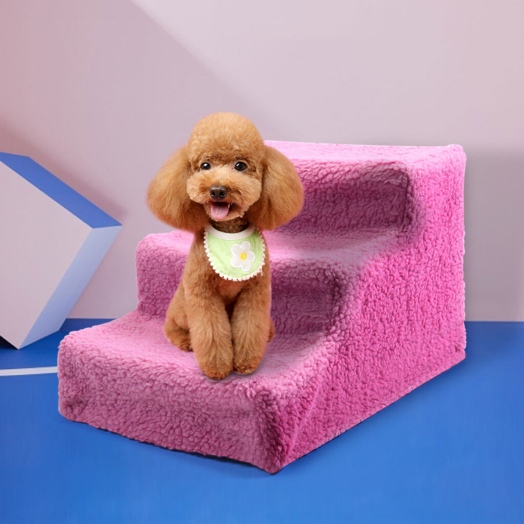 Coziwow 3-Step Dog Stairs|Non-Slip Pet Steps, Dark Pink CW12G0274 13 1