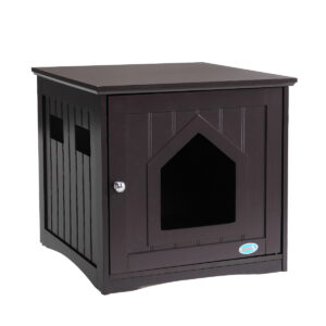 Coziwow Hideable Enclosed Cat Litter Box Cabinet, 18.9"L x 20"W x 20.2"H, Brown,Wooden CW12G0310 3 Cat Litter Box