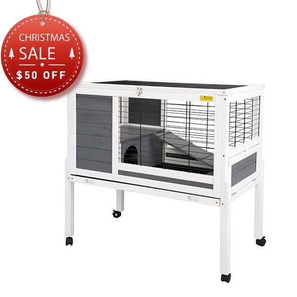 Raised Large Rabbit Hutch Bunny Cage with Removable Tray CW12G0472 5.jpg
