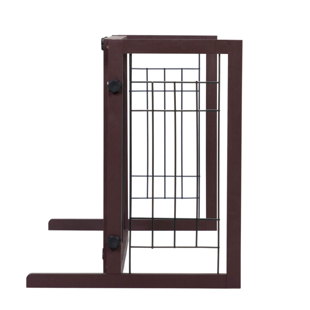 Coziwow Adjustable Freestanding Indoor Dog Gate, Pine Wood Safety Pet Fence, Brown CW12H0239 4