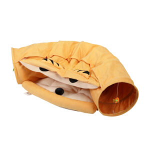 Coziwow Cat Tunnel Bed Hide Tunnel for Indoor Cats with Hanging Scratching Balls, Yellow