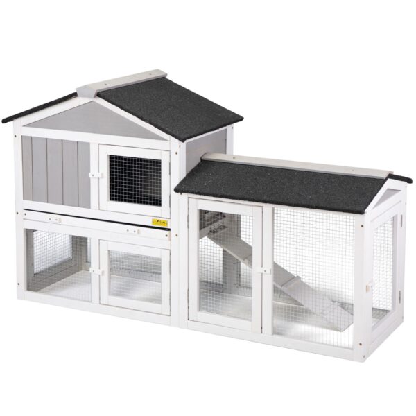High Rabbit Villa Hutch, Large Outdoor Pet House Shelter for Bunnies CW12H0473 2