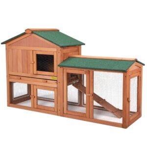Large Wooden Bunny Cage Rooster Run Pen W/Mesh CW12K0474 2 Rabbit Supplies
