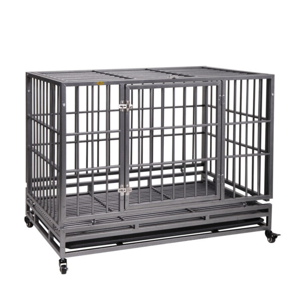 Coziwow 42" Heavy Duty Metal Large Dog Crate, High-End Stylish Dog Crate with a Flat Top, 4 360-Degree Rotating Casters, for Small to Large Dog CW12M0314 8