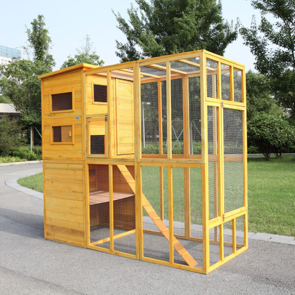 Coziwow Large Wood Outdoor Cat Enclosure Catio with Multi-Tier Pet Retreat Run CW12N0297 11