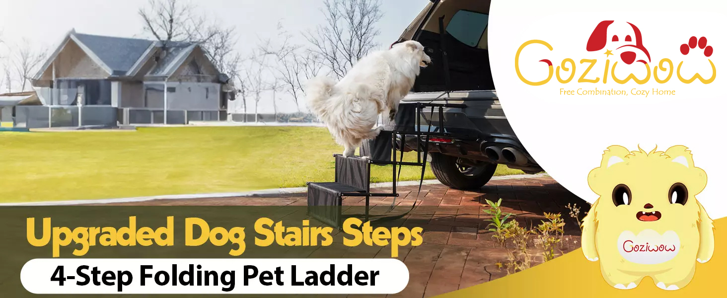 Adjustable Folding Dog Ramp, Portable Assist Dog Stair, Black CW12N0495 Dog Ramp