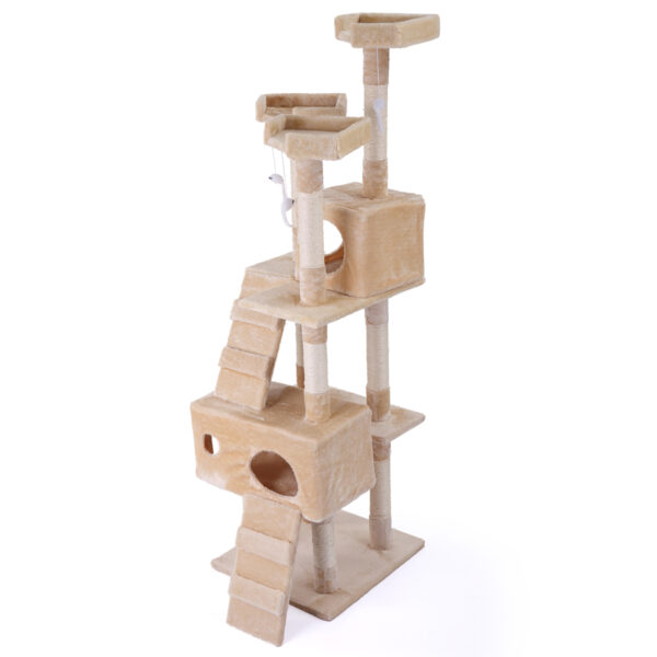 Coziwow 67" Multi-Level Cat Tree Tower Condo Furniture for Multiple Cats w/ Soft Flannel Covered, Beige CW12P0047 39