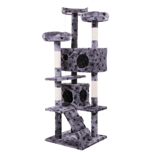 Coziwow 60" Multi-Level Cat Tree Tower Kitten Condo House with Scratching Posts, Grey with Paw Print CW12R0209 2