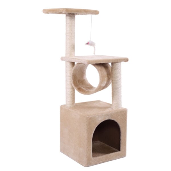 36" H Cat Tree Condo - Scratching Post Pad Kitten 3-Level Kitten Activity Tower, Beige CW12R0227 1