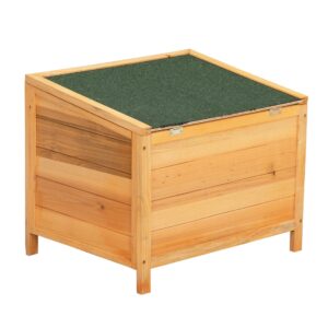 20" High Elevated Wooden Rabbit Hutch with Green Asphalt Roof, Earth Yellow CW12R0245 6 Rabbit Supplies