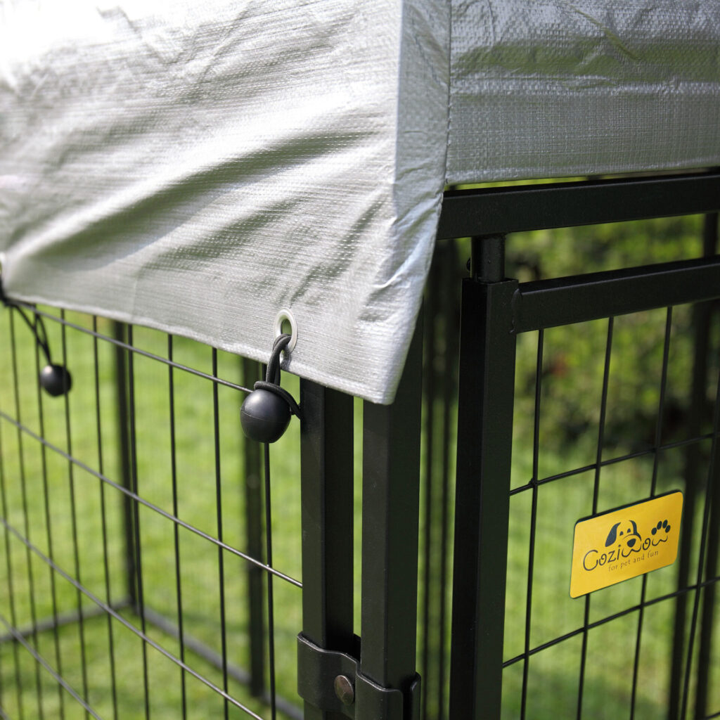Coziwow Heavyduty Outdoor Large Dog Crate with Tarp Cover, 100% Galvanized Iron Pipe, Black Powder-Coated CW12R0479 spxj3 1