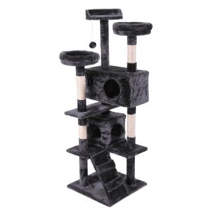 Coziwow 60″H Modern Cat Tree With Scratching Posts, Black