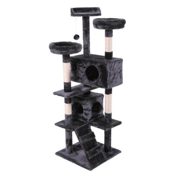 60″H Modern Cat Tree With Scratching Posts, Black CW12S0210 2