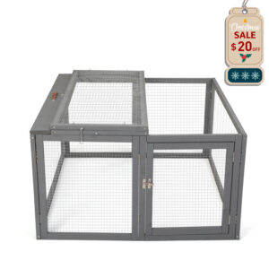 Coziwow 45"L Large Portable Folding Outdoor/Indoor Rabbit Hutch, Gray CW12U0500