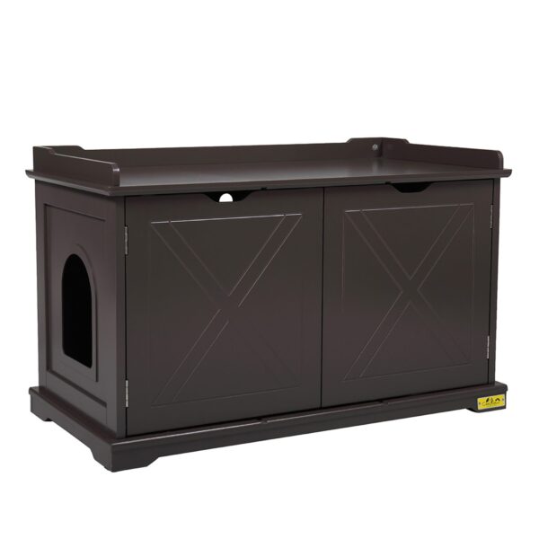 Multifunctional Wooden Cat Washroom Storage Bench Litter Box Cabinet Furniture CW12W0321 3