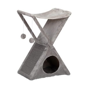 Coziwow 26"H X-Frame Foldable Cat Tower Tree Climber with Bed, Gray CW12X0394 1