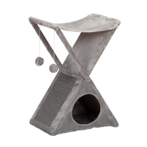 26"H X-Frame Foldable Cat Tower Tree Climber with Bed, Gray CW12X0394 1 Cat Beds