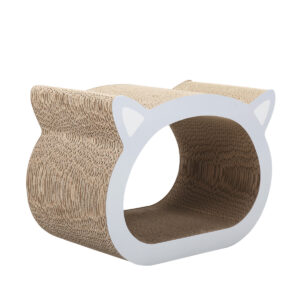 Cat-Head Shaped Cat Scratcher Cardboard, Scratching Pad Bed, Natural Wood CW12Y0323 13 Cat Scratcher