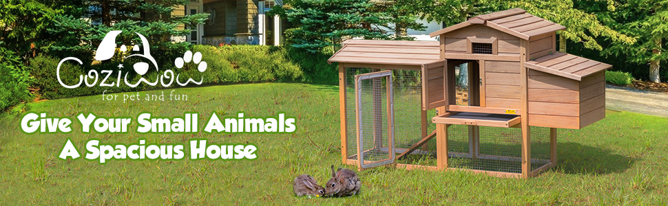 Coziwow Wood Rabbit Hutch Outdoor Pet Bunny House Cage Chick Coop with Ventilation Grid Fences CW12Y0413AKelsey Zeng970X3001