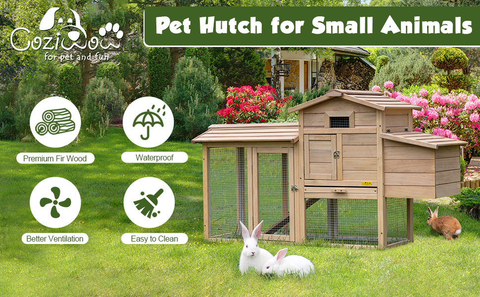 Coziwow Wood Rabbit Hutch Outdoor Pet Bunny House Cage Chick Coop with Ventilation Grid Fences CW12Y0413AKelsey Zeng970X6002