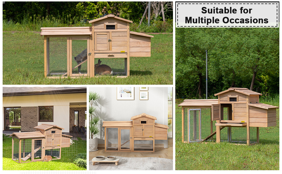 Coziwow Wood Rabbit Hutch Outdoor Pet Bunny House Cage Chick Coop with Ventilation Grid Fences CW12Y0413AKelsey Zeng970X6003